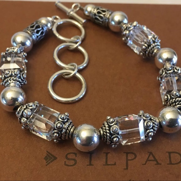 Silpada Sterling Silver Swarovski Crystal Bead Bracelet Toggle Clasp B1147 - Picture 14 of 15